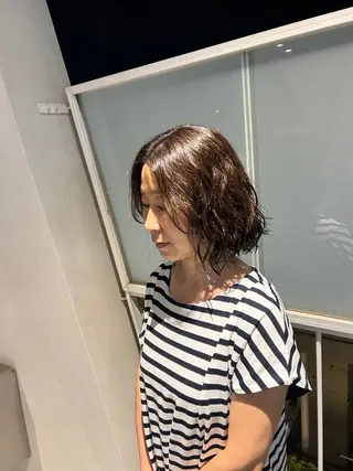 ミディアム カラー カズキ🌼曲がる 縮毛矯正のヘアスタイル