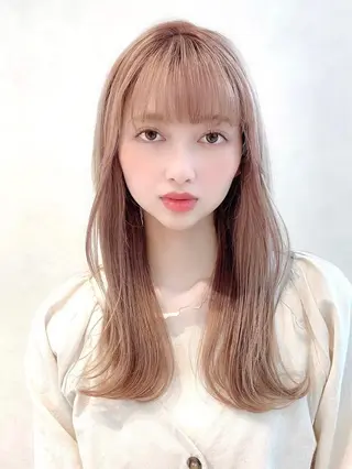 セミロング カラー パーマ ヘアアレンジ 韓国・韓国ヘア 髪質改善のヘアスタイル