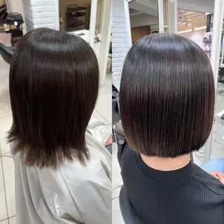 ミディアム パーマ ヘアアレンジ 縮毛矯正指名No.1 艶カラー/SHIMAのヘアスタイル