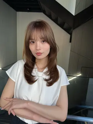 セミロング レイヤー×髪質改善 ×透明感/杉田 圭のヘアスタイル