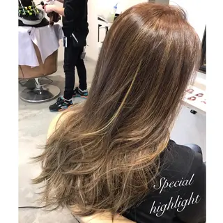 セミロング カラー パーマ ヘアアレンジ 韓国♡ハイライト ♡YURIのヘアスタイル