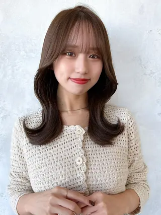 セミロング カラー 顔周り/くびれヘア 韓国ヘア💕風間るなのヘアスタイル