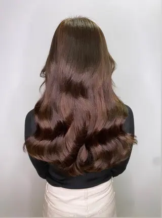 ロング カラー パーマ ヘアアレンジ ハイトーン カラーのヘアスタイル