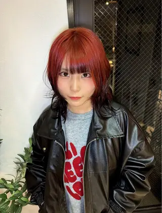 ミディアム カラー パーマ ヘアアレンジ 【.ico】心斎橋/ ウルフ/飛田ゆうきのヘアスタイル