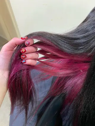 セミロング パーマ ヘアアレンジ メンズ キッズ ネイル マツエク・マツパ mana 暖色カラーカットのヘアスタイル