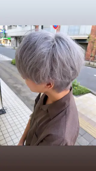 ショート カラー パーマ ヘアアレンジ メンズ ハイトーン特化🤍 浦住のヘアスタイル