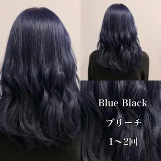 カラー 縮毛矯正× ブルーブラック/池袋のヘアスタイル