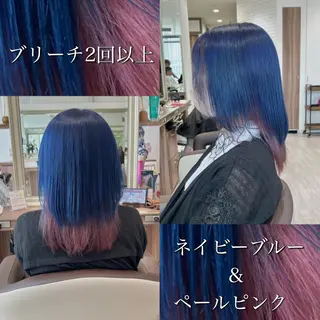 セミロング カラー 雅/ダブルカラー/ 白髪ぼかしハイライトのヘアスタイル