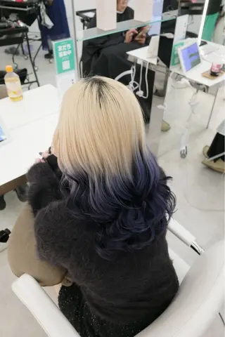 セミロング カラー 透明感ハイトーン特化 /ケアブリーチ/莉駒のヘアスタイル
