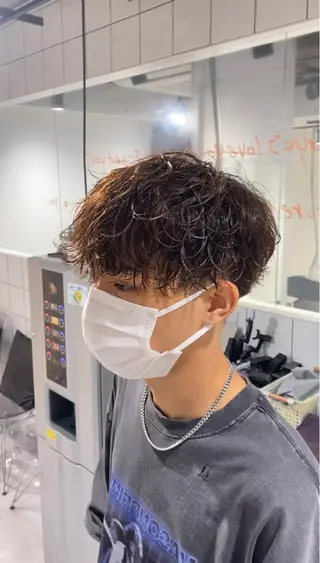 ミディアム カラー パーマ ヘアアレンジ メンズ キッズ ネイル マツエク・マツパ アイブロウ ✂️メンズカット ひろき✂️のヘアスタイル