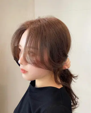 ミディアム カラー 顔まわりカット🌟 くびれヘア/寺門遥輝のヘアスタイル