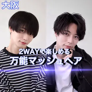 メンズ ラウンドマッシュ/ フェザーショート大阪のヘアスタイル