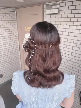 セミロング ヘアアレンジ 参列♡デートゆるふわ ヘアメイク🎀みゆうのヘアスタイル