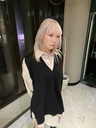 ミディアム カラー 💖艶ハイトーン髪質 改善💖ケンシンのヘアスタイル