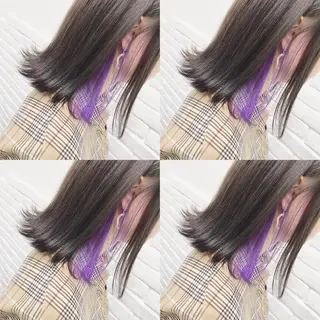 ミディアム カラー ヘアアレンジ TAKUMAブリーチ /切りっぱなし🪽のヘアスタイル