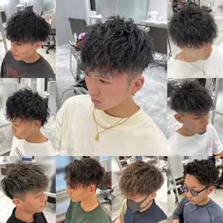 ショート カラー パーマ メンズ 関西センターパート メンズモデル募集のヘアスタイル