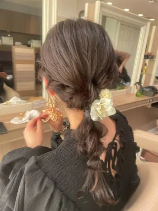 セミロング ヘアアレンジ 韓国ヘアメイク🎀/ 縮毛矯正✨山本媛香のヘアスタイル