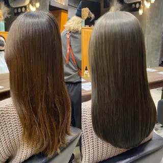 セミロング カラー 透明感カラー🌿 グレージュ🐺陽介のヘアスタイル