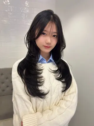 ロング カラー レイヤーカット/長岡 グレージュ/マユ🎀のヘアスタイル