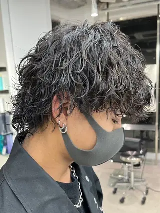 ミディアム パーマ メンズ 天神大名メンズパーマ メンズショートのヘアスタイル