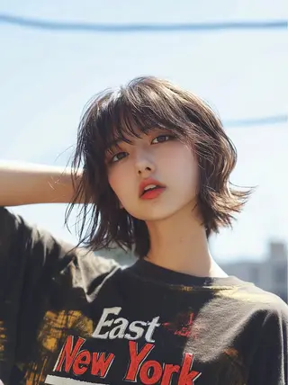 ミディアム カラー パーマ ハイトーン×髪質改善 Gran Luciaのヘアスタイル