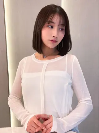 ミディアム 縮毛矯正/ストンボブ Wカラー💎ヒデジのヘアスタイル