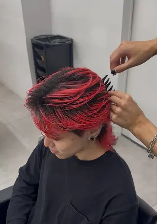 カラー メンズ ニュアンス/フェザー /ウルフ/伶馬のヘアスタイル