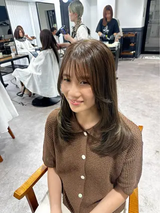 セミロング カラー パーマ ヘアアレンジ メンズ キッズ 骨格レイヤーカット 🌿美髪縮毛矯正のヘアスタイル