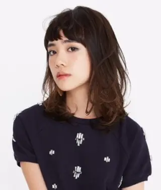 セミロング カラー パーマ 古田 佳規のヘアスタイル