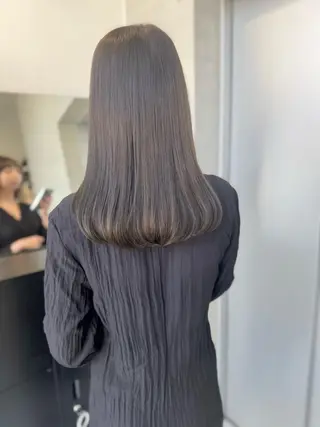ロング カラー パーマ ヘアアレンジ 透明感/オリーブ/ グレージュ/YUKAのヘアスタイル