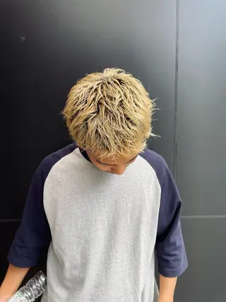 パーマ メンズ スパイキーパーマ 柏NO1 藤本葉のヘアスタイル