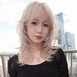 ミディアム カラー レイヤーカット ボブ 渋谷のヘアスタイル