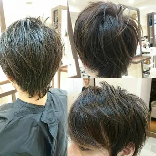 メンズ カラー タッセルボブ× 美髪・髪質改善のヘアスタイル