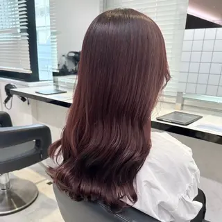 ロング カラー 💗愛され暖色💗 ピンク/レッド💗のヘアスタイル