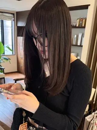 セミロング カラー 田室 和幸のヘアスタイル