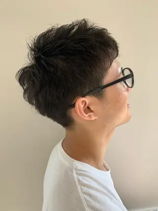 ショート カラー パーマ メンズ 加藤 綾華のヘアスタイル