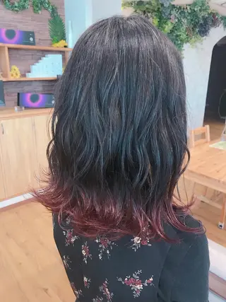 セミロング カラー 髪質改善【due hair】砂川 翔のヘアスタイル