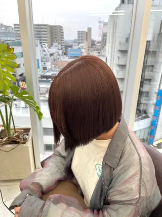 ショート カラー 縮毛矯正💎/ 髪質改善ストレートのヘアスタイル