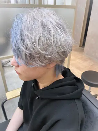 ミディアム カラー メンズ ☁️ケアブリーチ￤ ウルフ￤Shioriのヘアスタイル