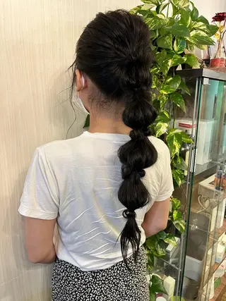 ロング カラー ヘアアレンジ きむえり/髪質改善 /うねり広がり改善のヘアスタイル