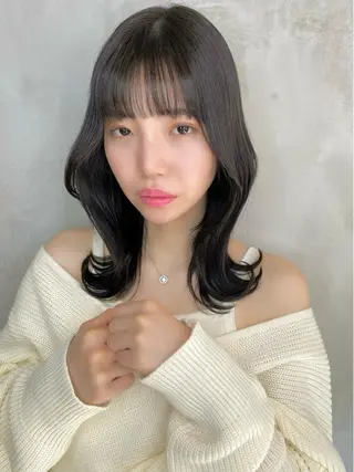 セミロング カラー 韓国レイヤーカット 🧸ベージュカラーのヘアスタイル