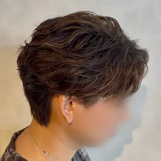 ショート パーマ メンズ クロスパーマ×曲がる 縮毛矯正🫧あゆみのヘアスタイル