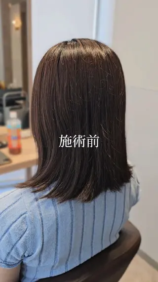 ミディアム 縮毛矯正をしている人 のためのカラーのヘアスタイル