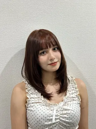 セミロング カラー SALOWIN 新宿三丁目me+所属・レイヤー/ボブ/ パーマ/HARUKAのヘアスタイル