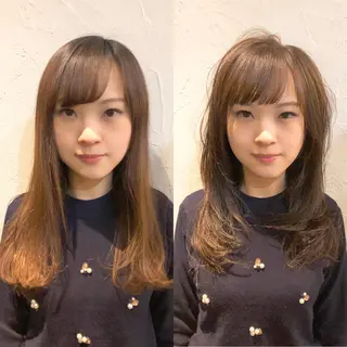 セミロング 髪質改善縮毛矯正 専門店のヘアスタイル
