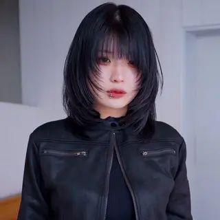 セミロング レイヤー/ハッシュ カット/銀座/シンヤのヘアスタイル