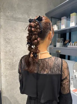 ロング ヘアアレンジ 🎀縮毛矯正.暗髪 .艶髪🩶ちひろのヘアスタイル