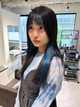 セミロング カラー ヘアアレンジ 髪質改善/レイヤー 縮毛矯正/ケラチン耀のヘアスタイル