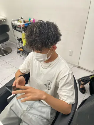 ミディアム パーマ ヘアアレンジ メンズ メンズ特化 水口湧太のヘアスタイル