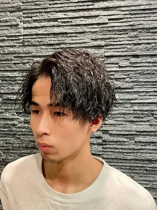 ミディアム パーマ メンズ 野川 純麗のヘアスタイル